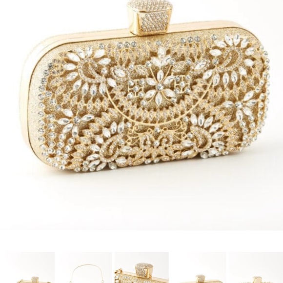 Medium Gold Jewel-Encrusted Clutch - Picture 2 of 4